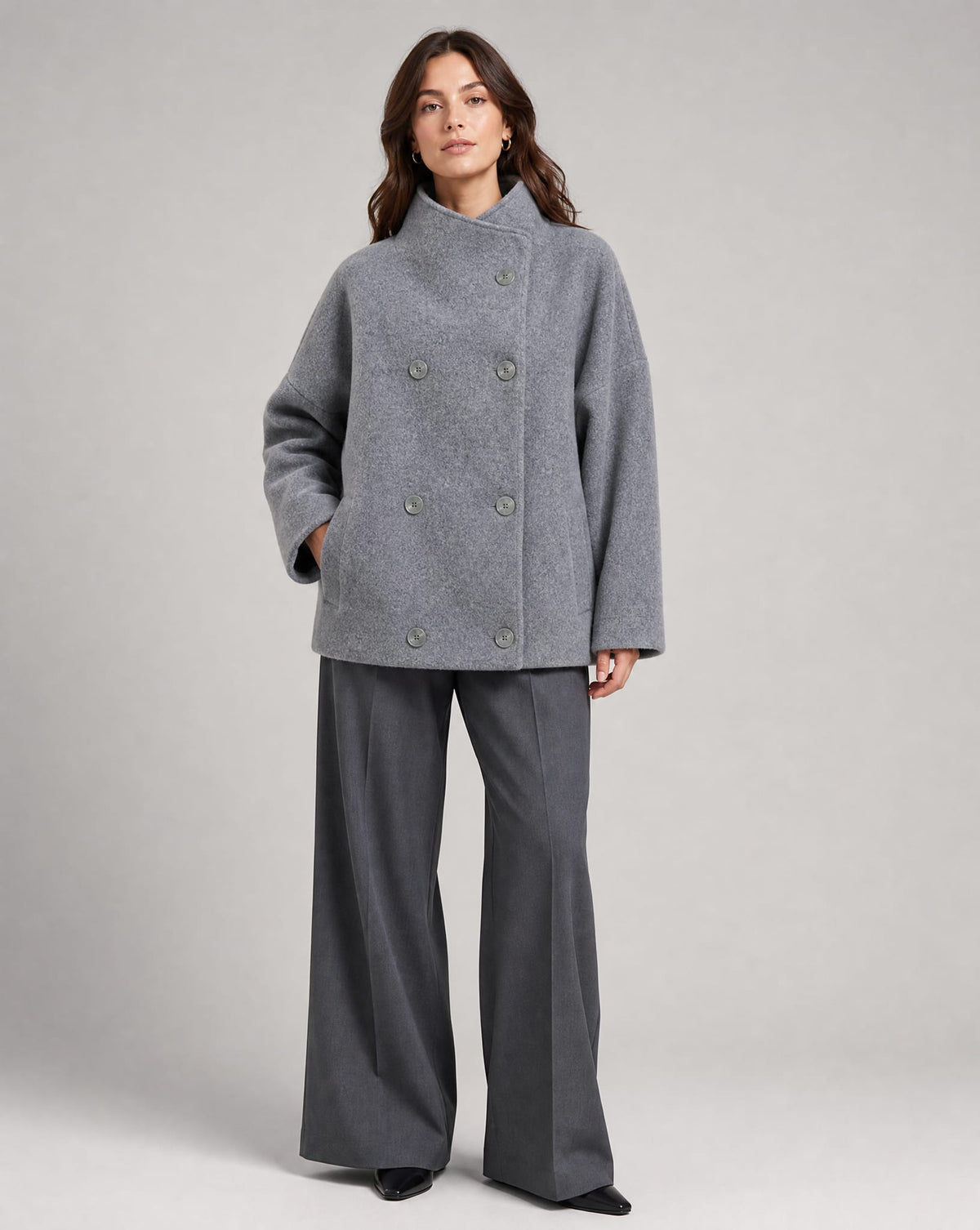 Women's Wool-Blend Stand-Collar Peacoat - Victoria
