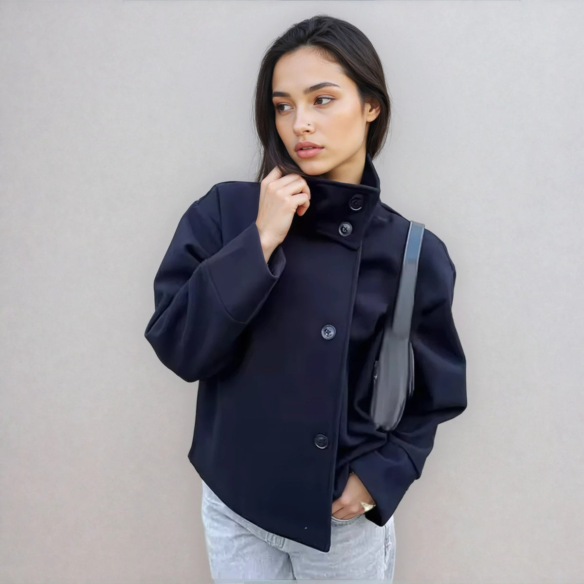 Women's Wool-Blend Stand-Collar Peacoat - Victoria