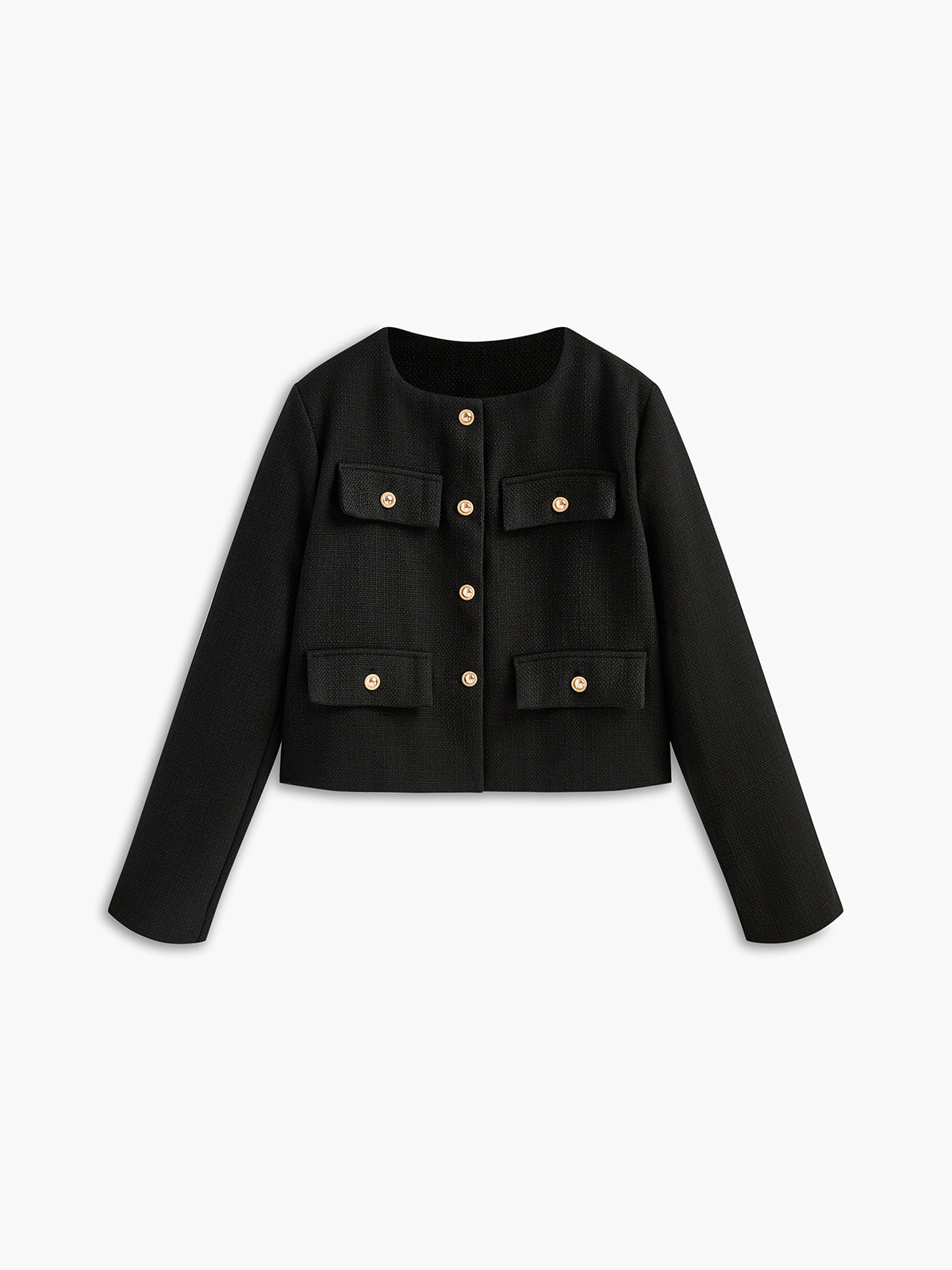 Women's Tweed Blazer with Decorative Buttons