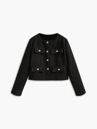 Women's Tweed Blazer with Decorative Buttons