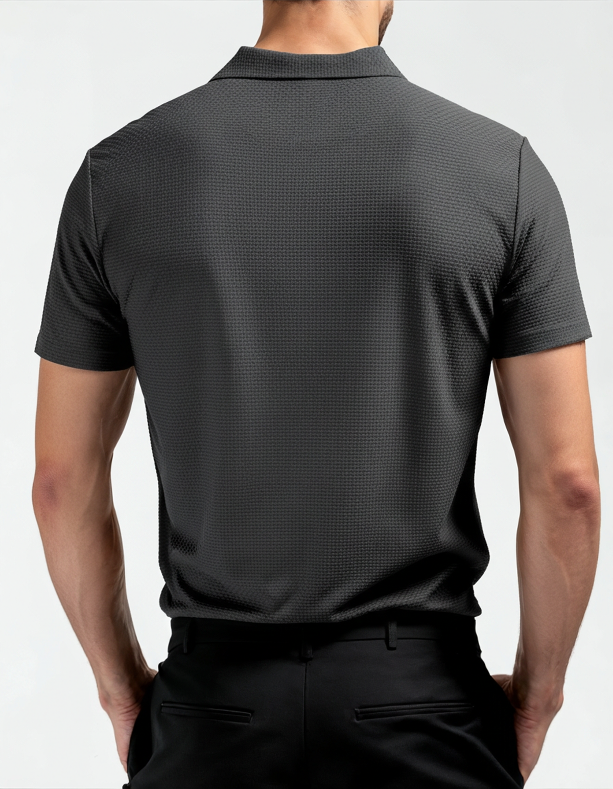 Men's Short-Sleeve Textured Polo Shirt - Prestigio