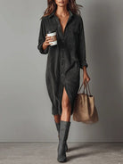 Women's Corduroy Button-Up Shirt Dress - Rhodanthe