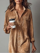 Women's Corduroy Button-Up Shirt Dress - Rhodanthe