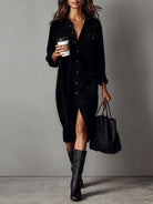 Women's Corduroy Button-Up Shirt Dress - Rhodanthe