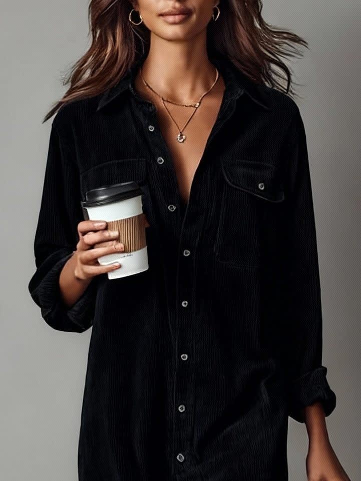 Women's Corduroy Button-Up Shirt Dress - Rhodanthe