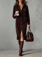 Women's Corduroy Button-Up Shirt Dress - Rhodanthe