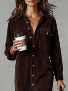 Women's Corduroy Button-Up Shirt Dress - Rhodanthe