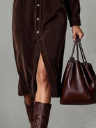 Women's Corduroy Button-Up Shirt Dress - Rhodanthe