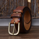 Men's Embossed Leather Belt - Aaron