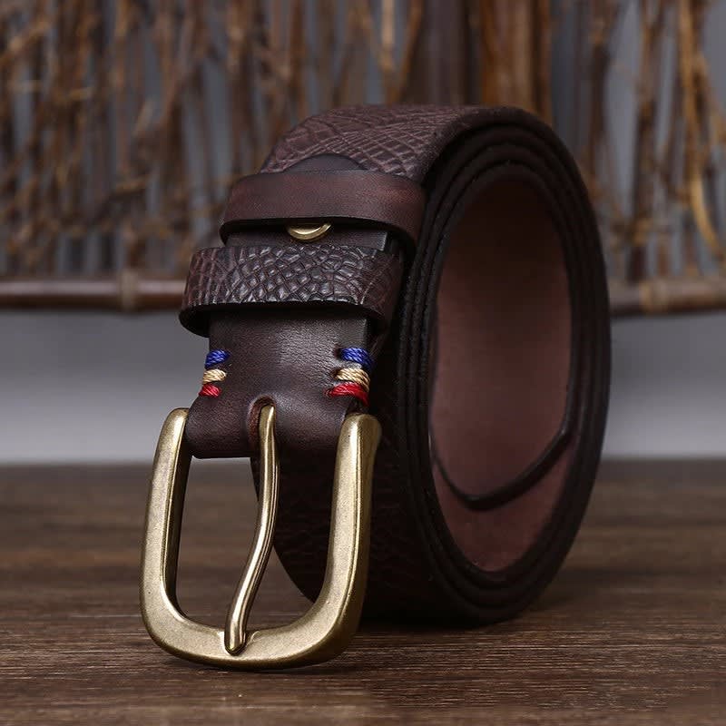 Men's Embossed Leather Belt - Aaron
