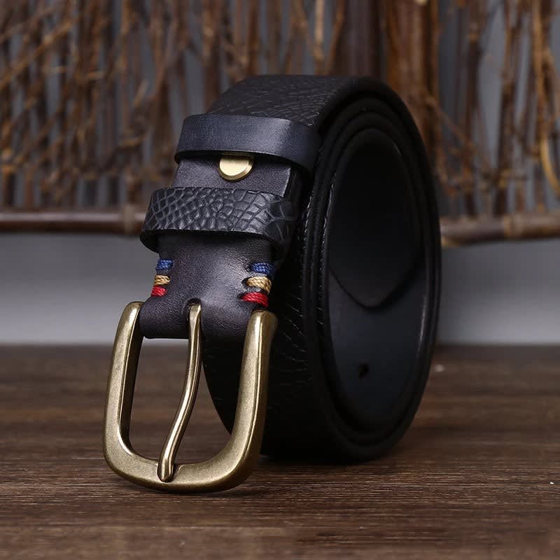 Men's Embossed Leather Belt - Aaron