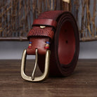 Men's Embossed Leather Belt - Aaron