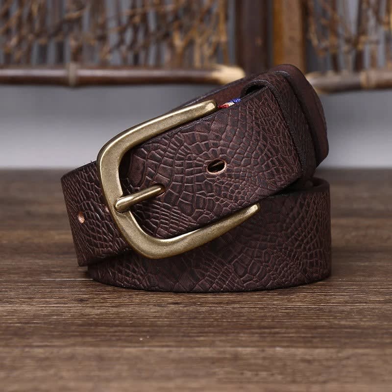 Men's Embossed Leather Belt - Aaron