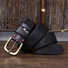 Men's Embossed Leather Belt - Aaron