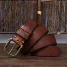 Men's Embossed Leather Belt - Aaron