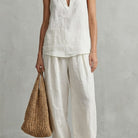 Women's Cotton-Blend Halter Top and Wide-Leg Pants Set - Demi