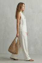 Women's Cotton-Blend Halter Top and Wide-Leg Pants Set - Demi