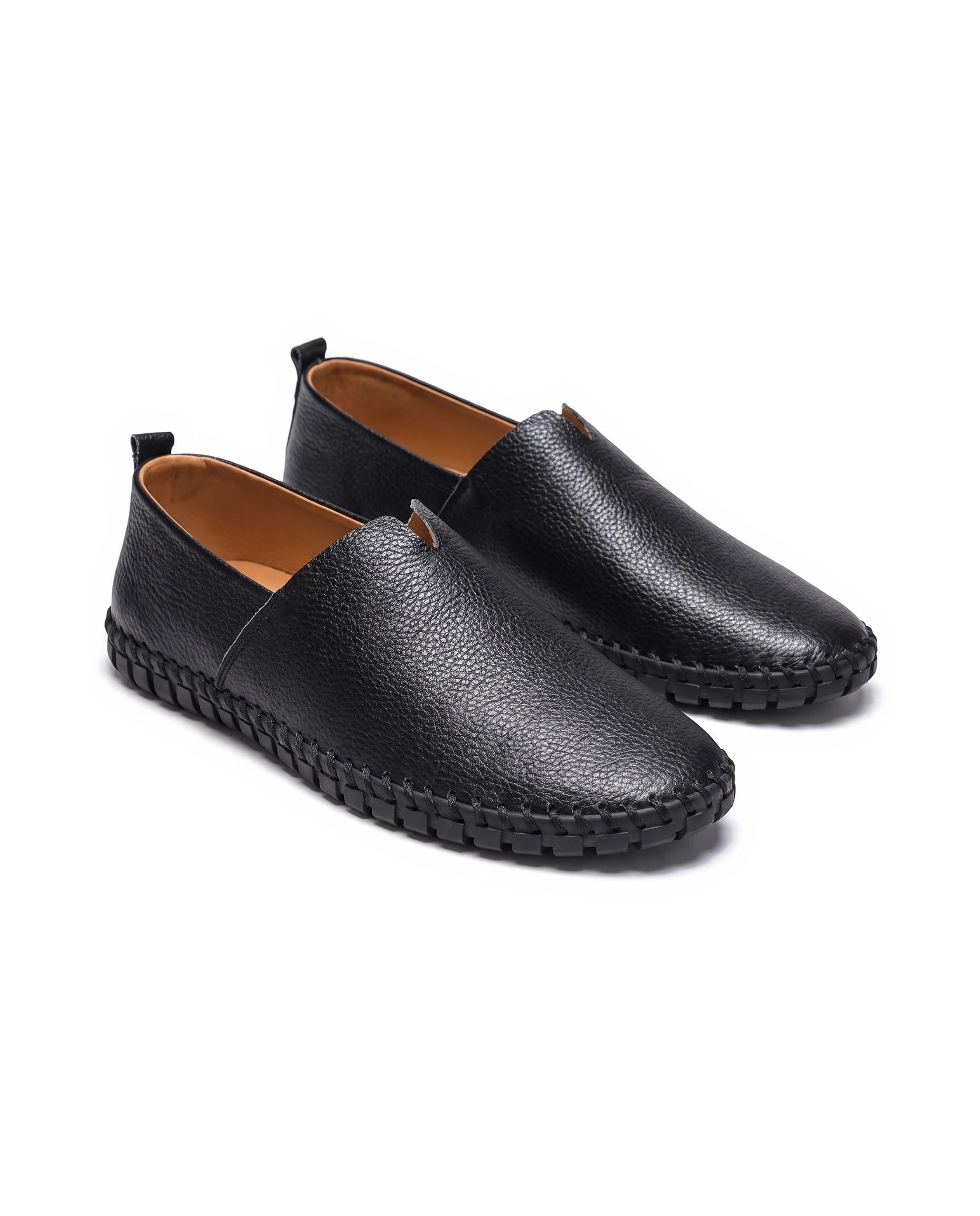 Men's Leather Slip-On Driving Loafers - Abraham - Black