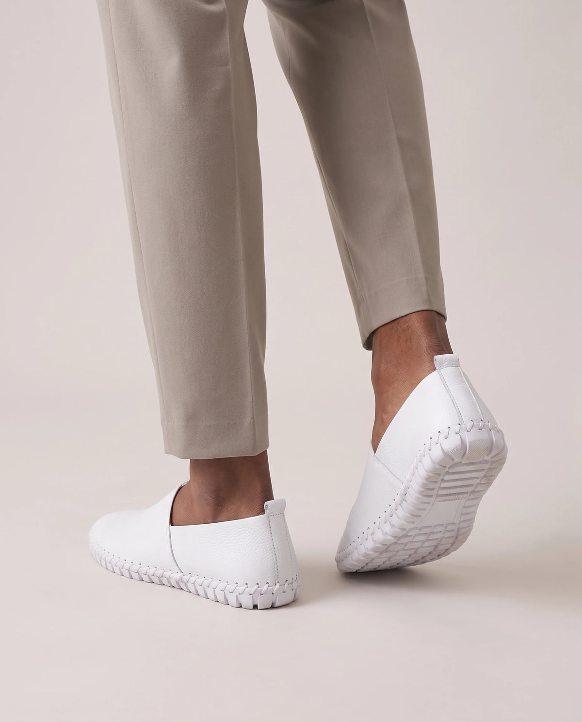 Men's Leather Slip-On Driving Loafers - Abraham - Model Back Detail