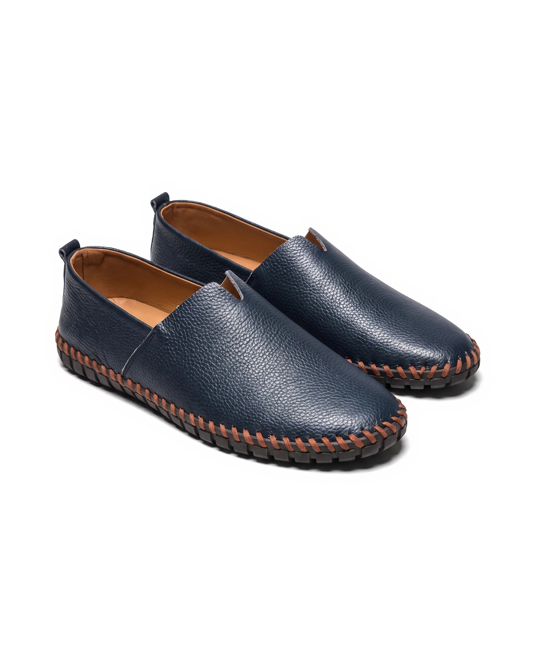 Men's Leather Slip-On Loafers - Abraham - Blue