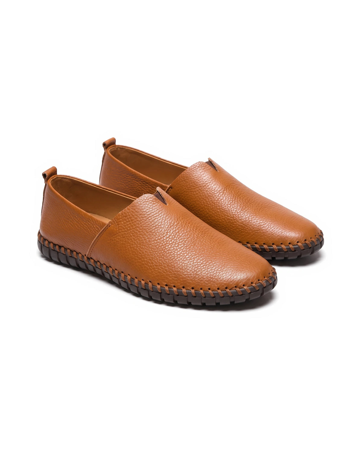 Men's Leather Slip-On Loafers - Abraham - Brown
