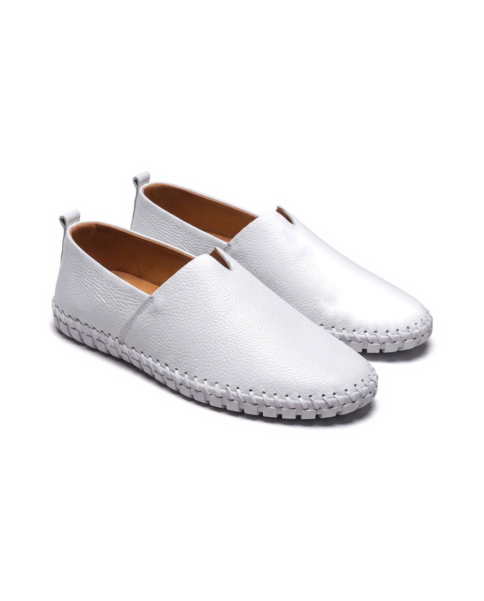 Men's Leather Slip-On Loafers - Abraham - White
