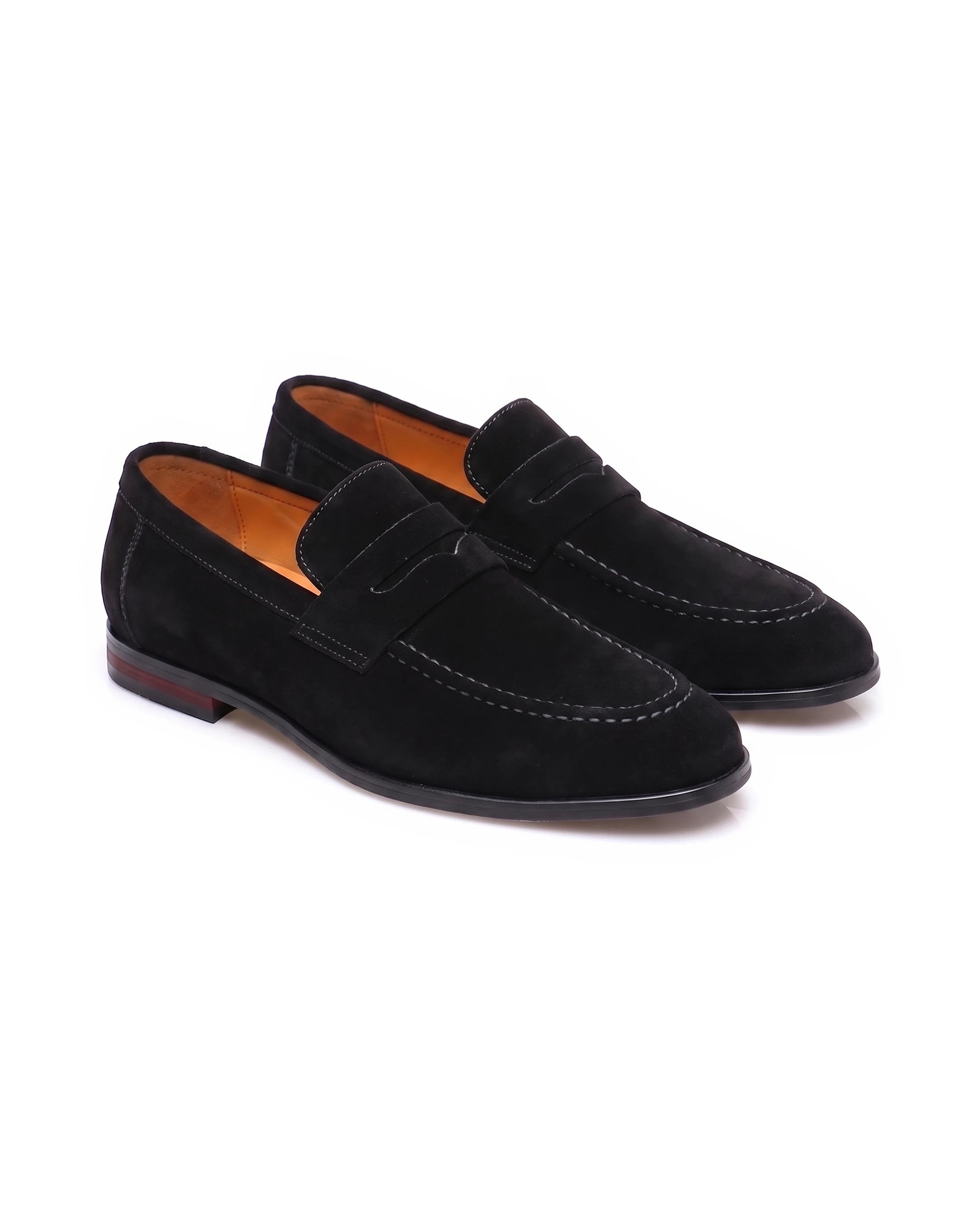 Men's Suede-Effect Penny Loafers - Albert - Black