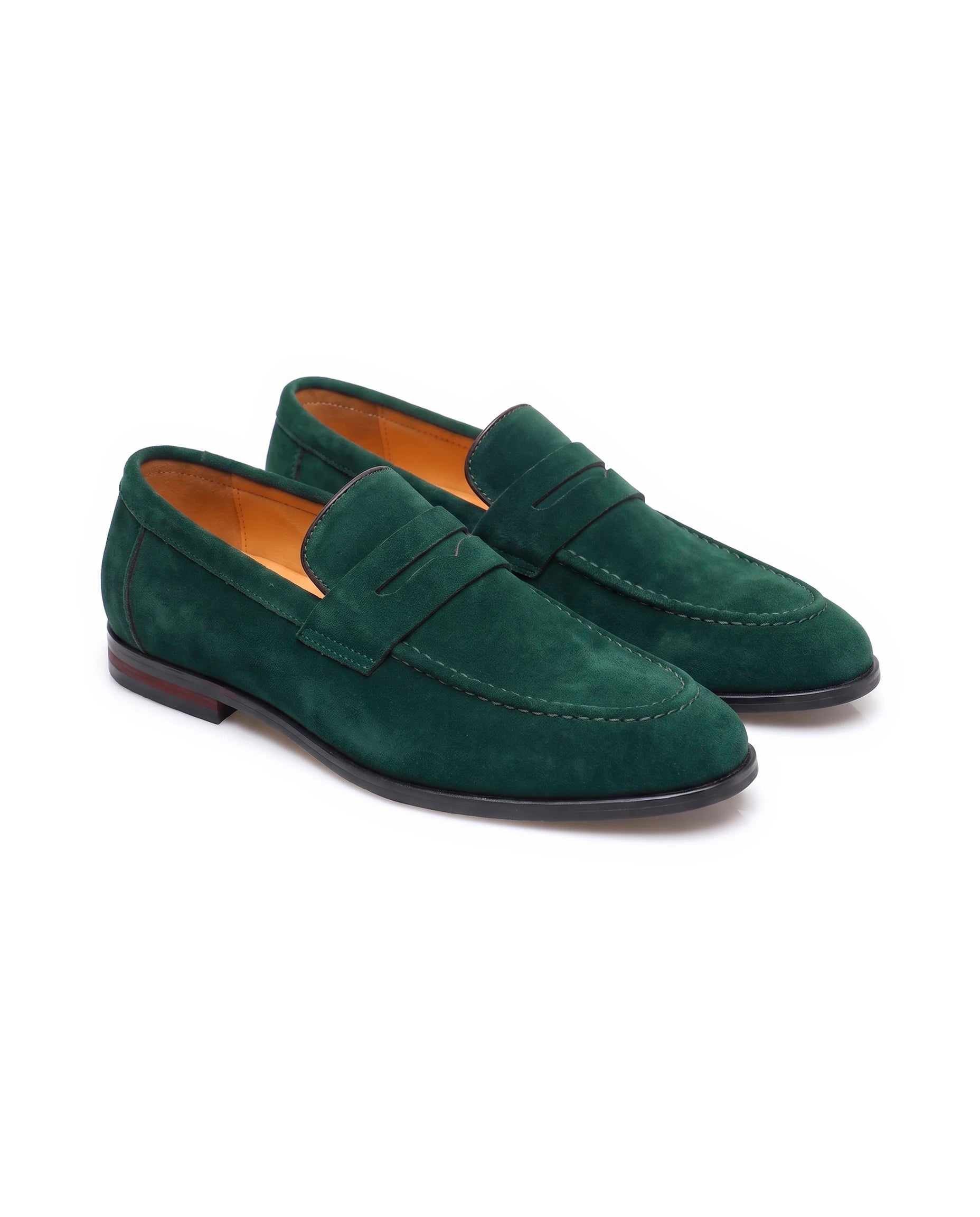 Men's Suede-Effect Penny Loafers - Albert - Green