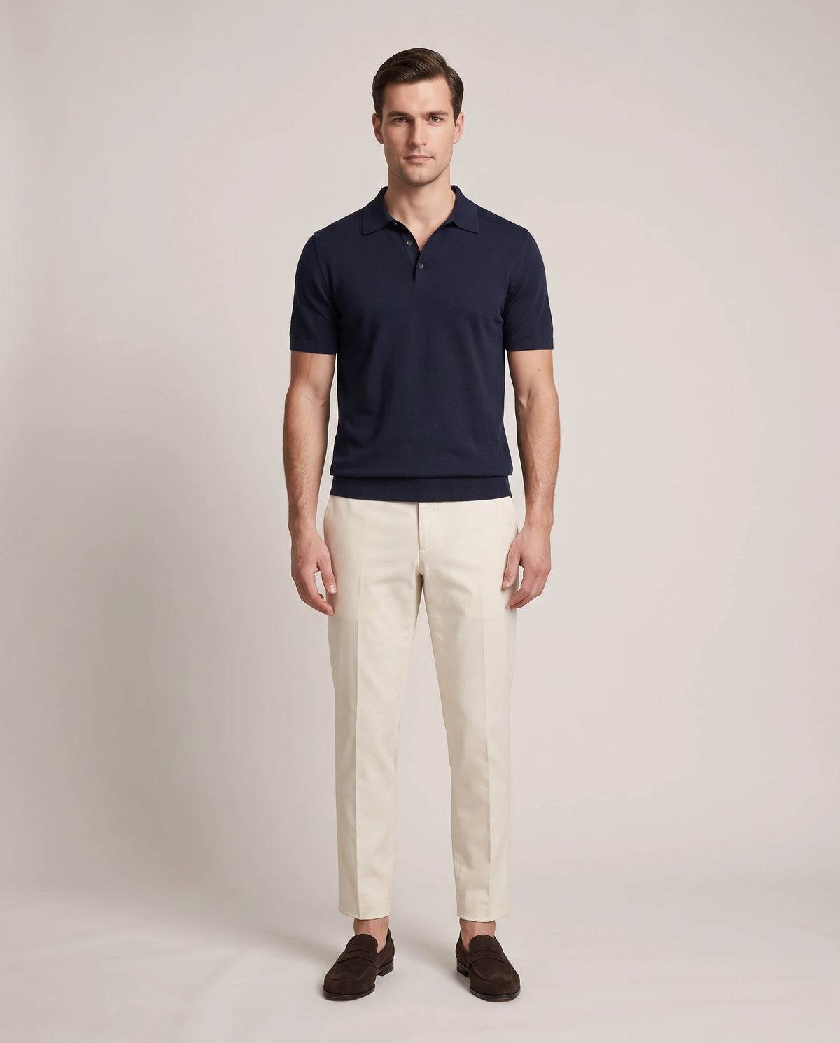 Men's Suede-Effect Penny Loafers - Albert - Model Full Look