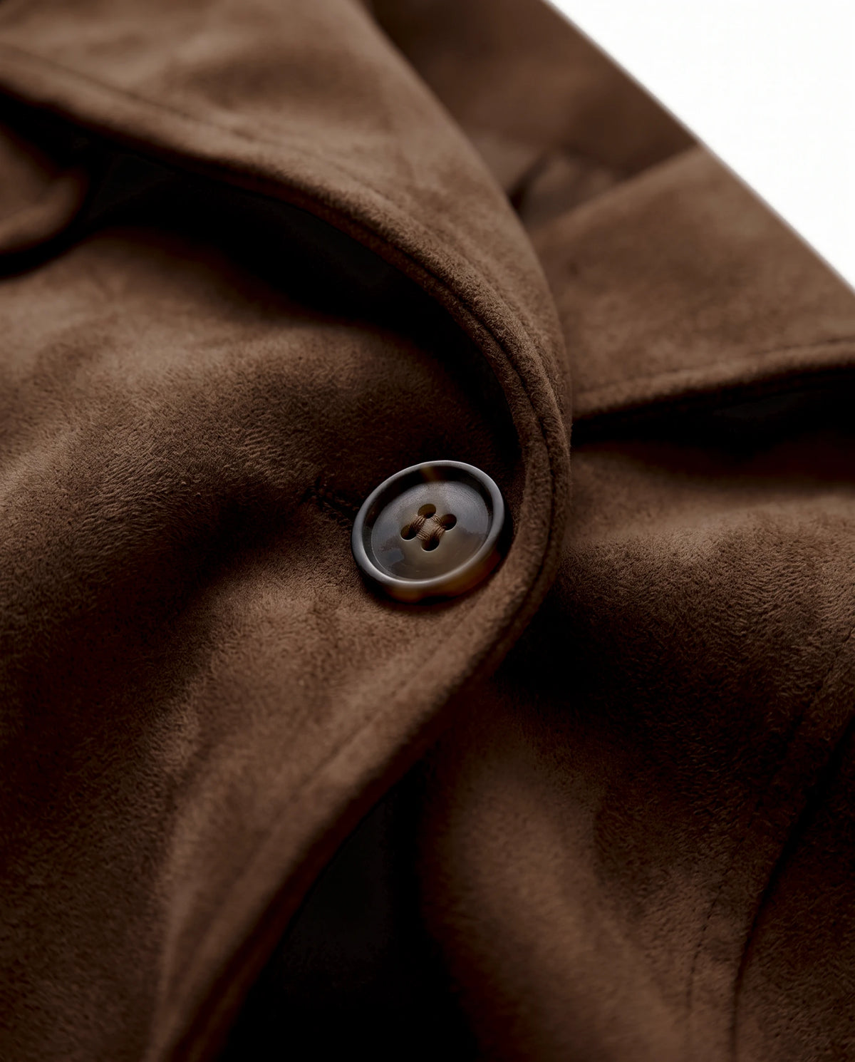 Women's Faux Suede Short Trench Coat - Ashlyn - Detail Suede-Touch Fabric