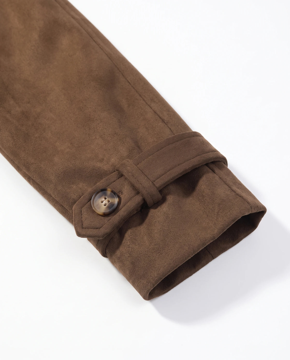 Women's Faux Suede Short Trench Coat - Ashlyn - Detail Cuff Tab