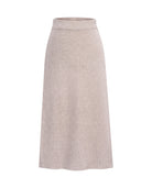 Women's Ribbed Knit Midi Skirt - Beatrice - Beige