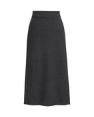 Women's Ribbed Knit Midi Skirt - Beatrice - Dark Gray