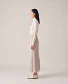 Women's Ribbed Knit Midi Skirt - Beatrice - Model Side