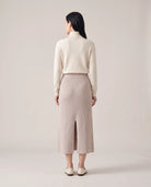 Women's Ribbed Knit Midi Skirt - Beatrice - Model Back