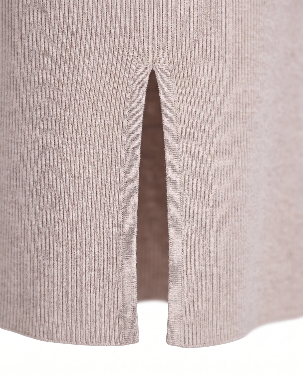 Women's Ribbed Knit Midi Skirt - Beatrice - Back Slit Detail