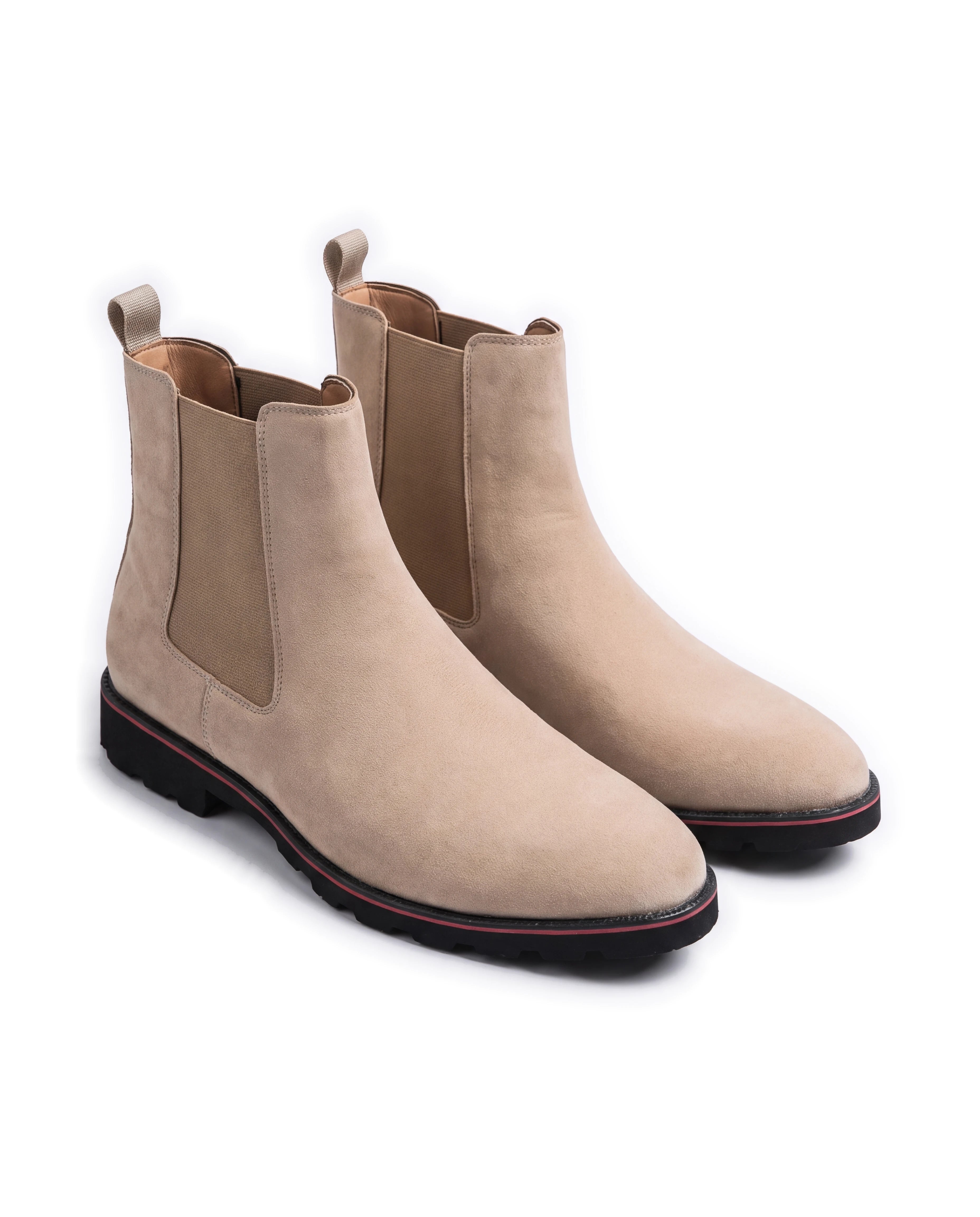 Men's Suede Lug-Sole Chelsea Boots - Braden - Beige