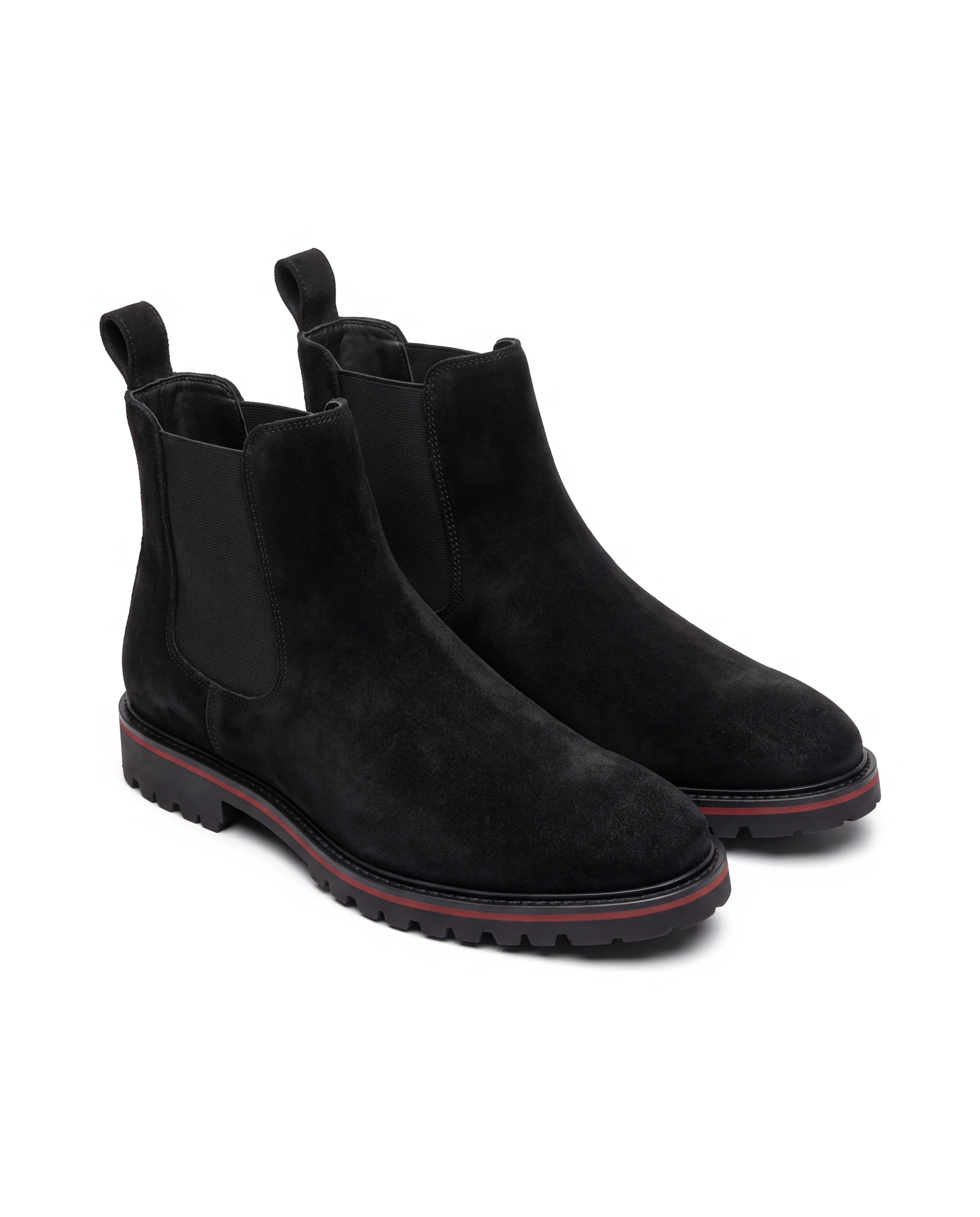 Men's Suede Lug-Sole Chelsea Boots - Braden - Black