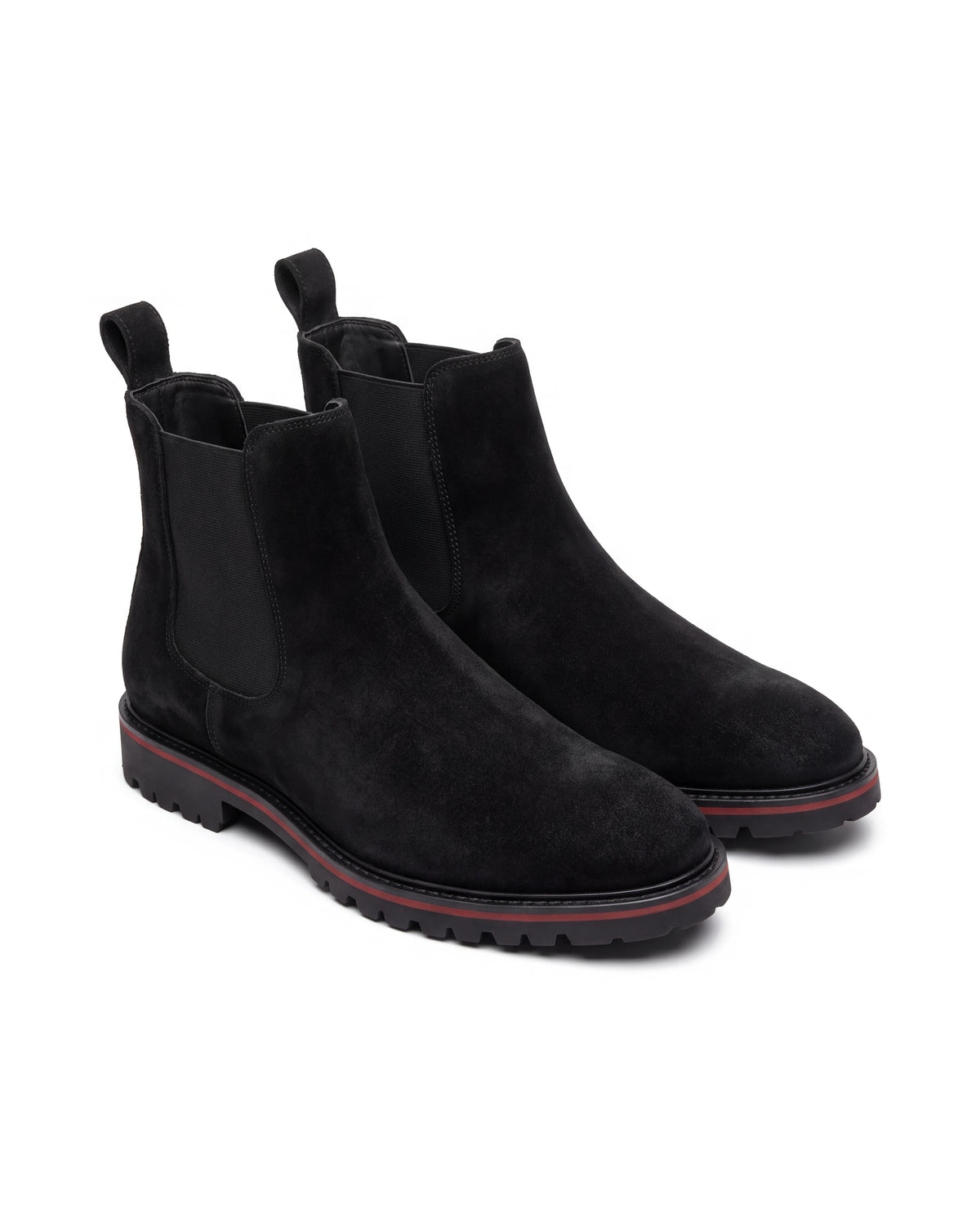 Men's Suede Lug-Sole Chelsea Boots - Braden - Black