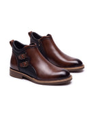Men's Leather Side-Zip Ankle Boots - Bradford - Brown