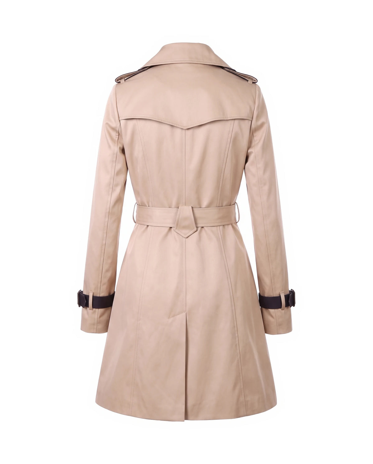Women's Contrast-Trim Double-Breasted Trench Coat - Bridget - Back View
