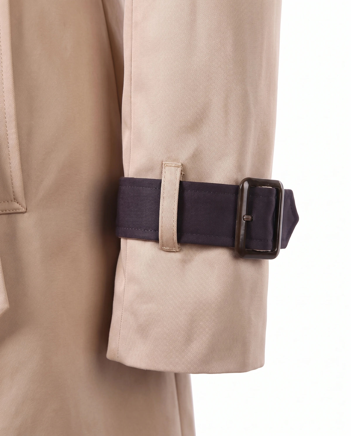 Women's Contrast-Trim Double-Breasted Trench Coat - Bridget - Detail Cuff Strap