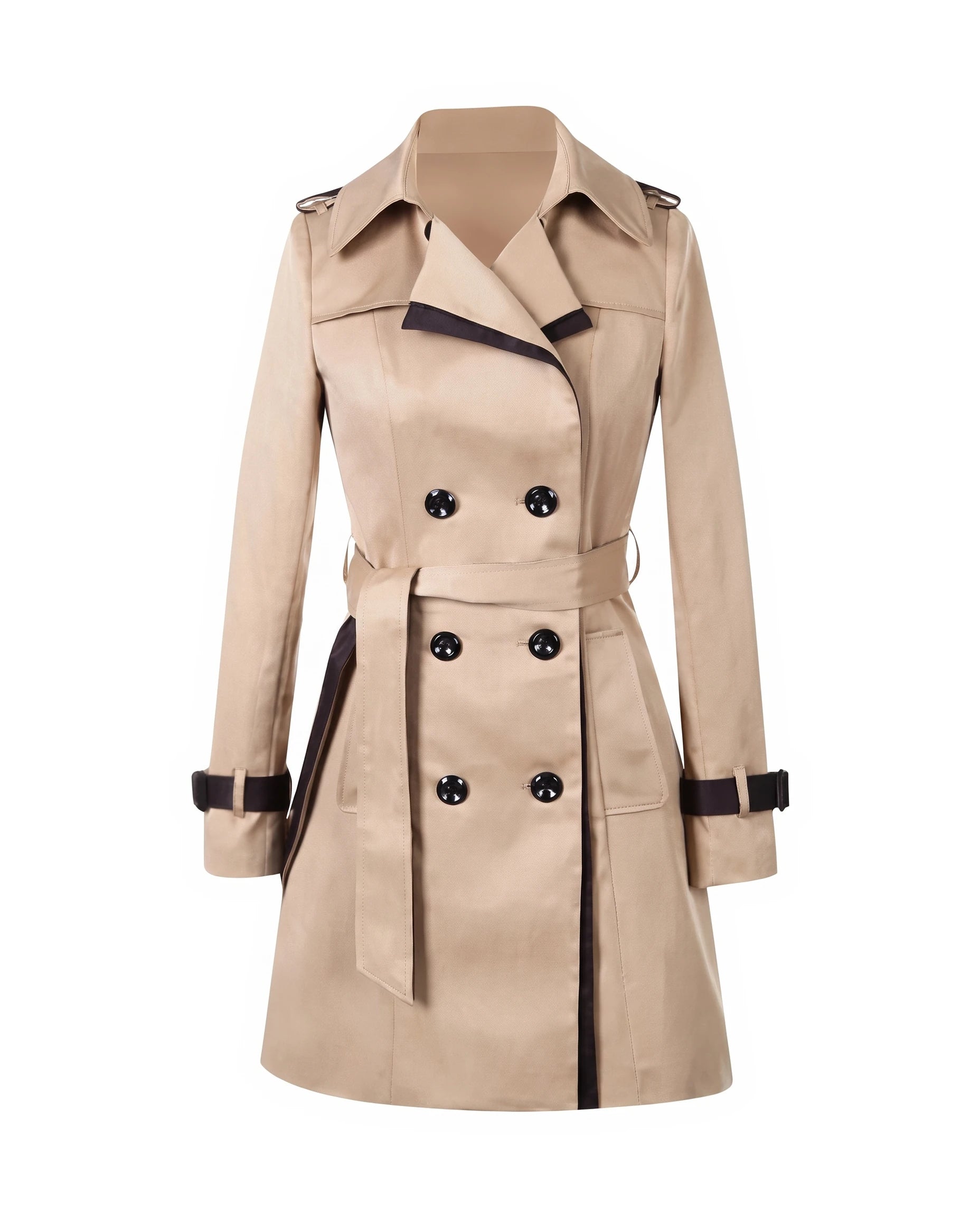 Women's Double-Breasted Belted Trench Coat - Bridget - Beige