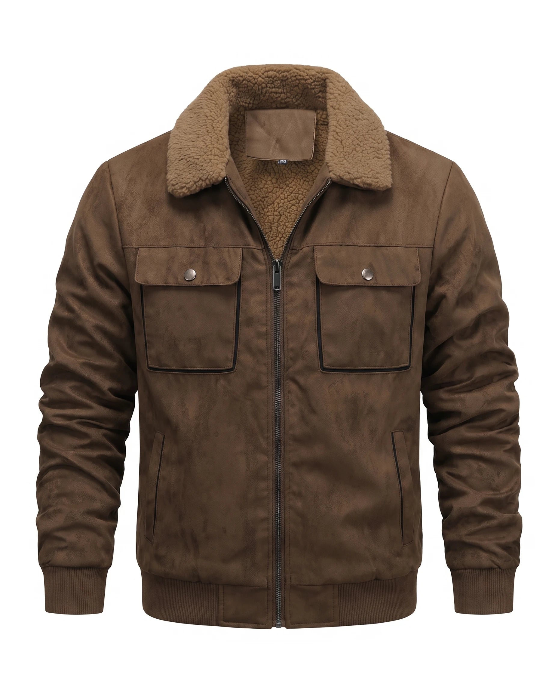 Men's Sherpa-Lined Trucker Jacket - Carlos - Brown