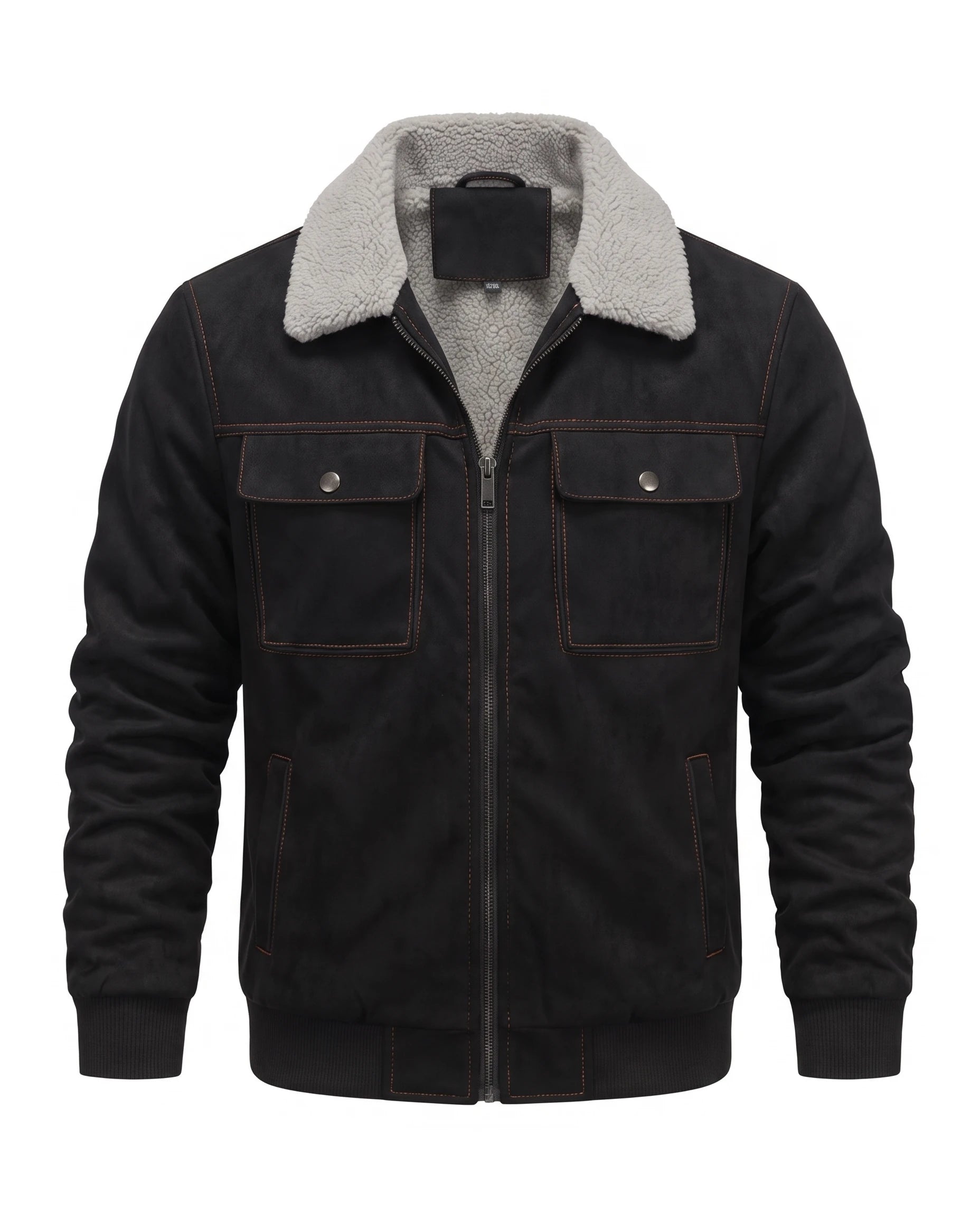 Men's Sherpa-Lined Trucker Jacket - Carlos - Black