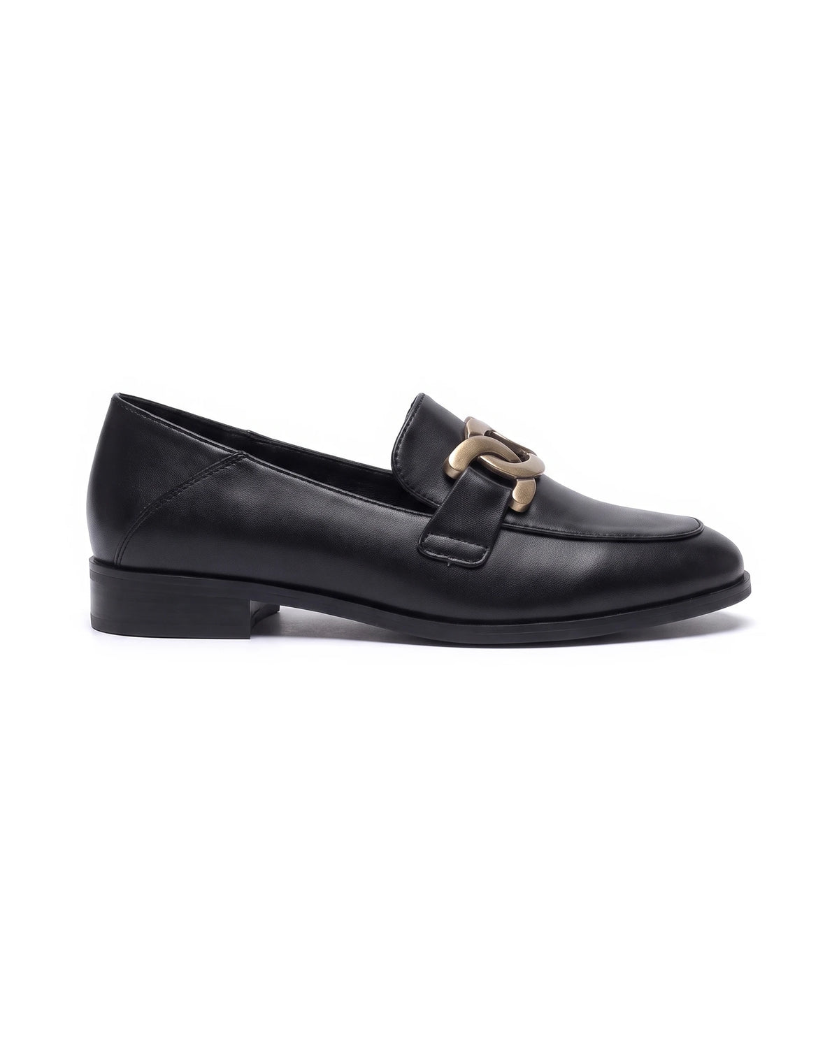 Women's Chain-Trim Leather Loafers - Duchess - Side Profile