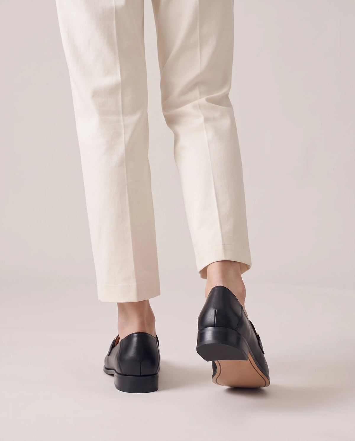 Women's Chain-Trim Leather Loafers - Duchess - Model Back Detail