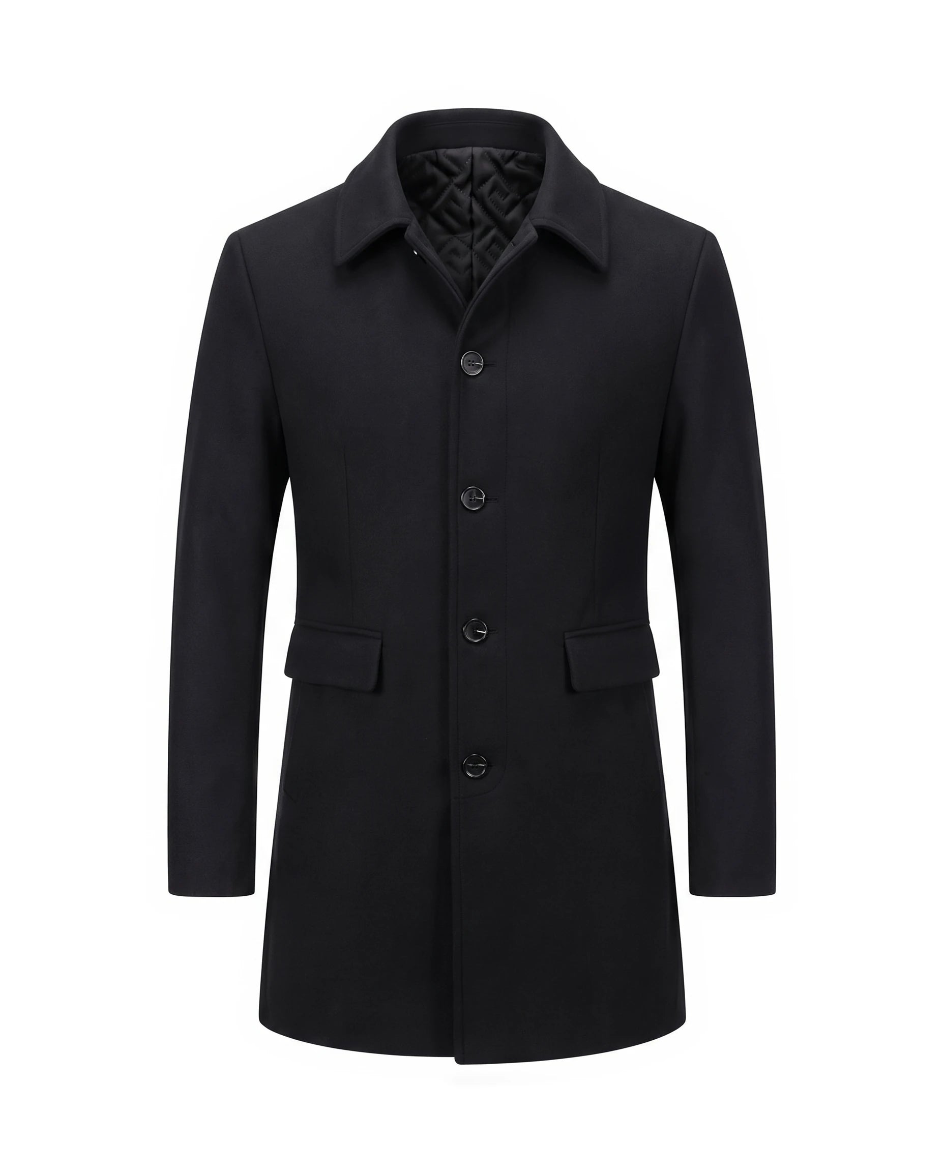 Men's Wool-Blend Overcoat - Finnian - Black