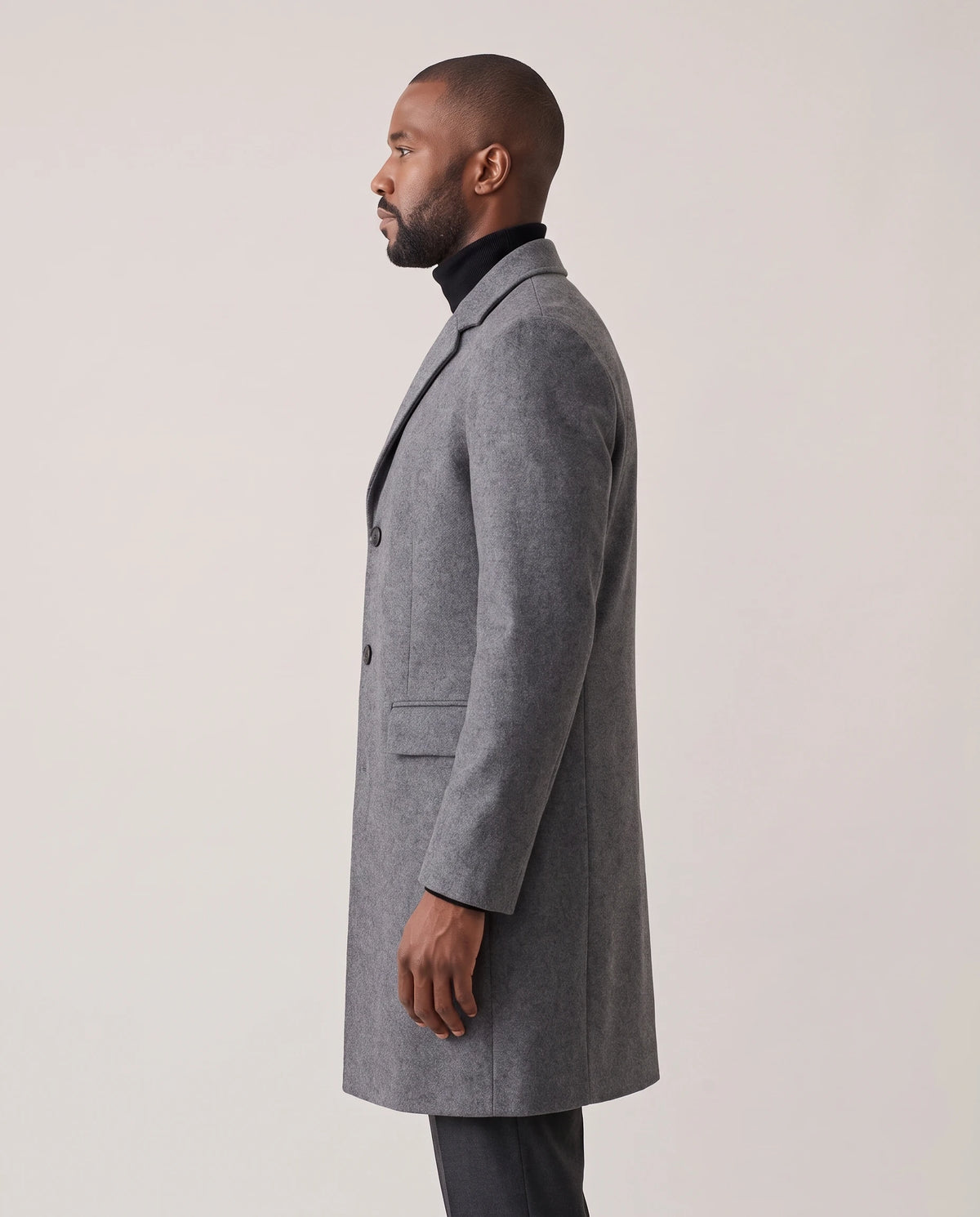 Men's Wool-Blend Overcoat - Finnian - Model Side