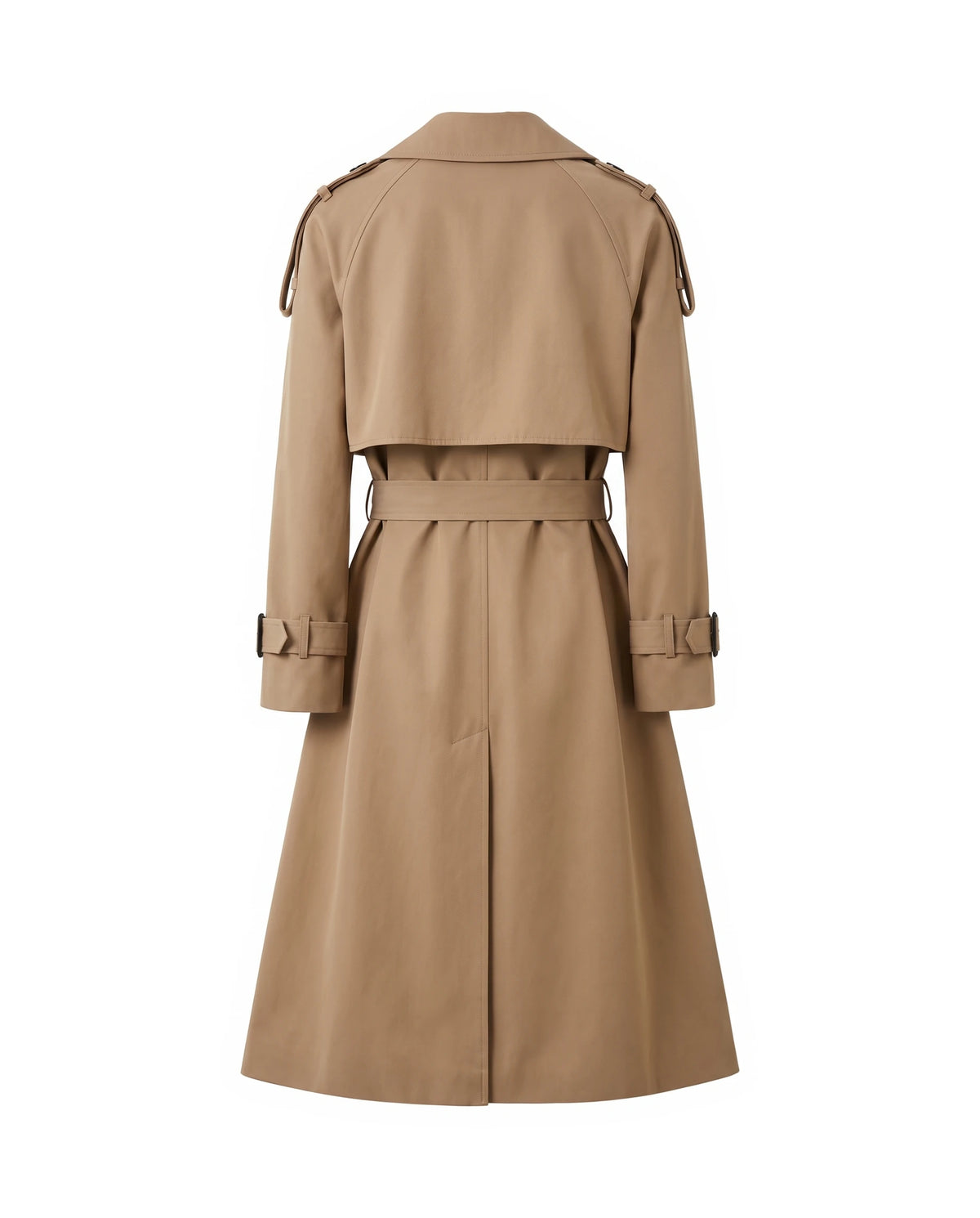 Women's Long Double-Breasted Belted Trench Coat - Francesca - Back View